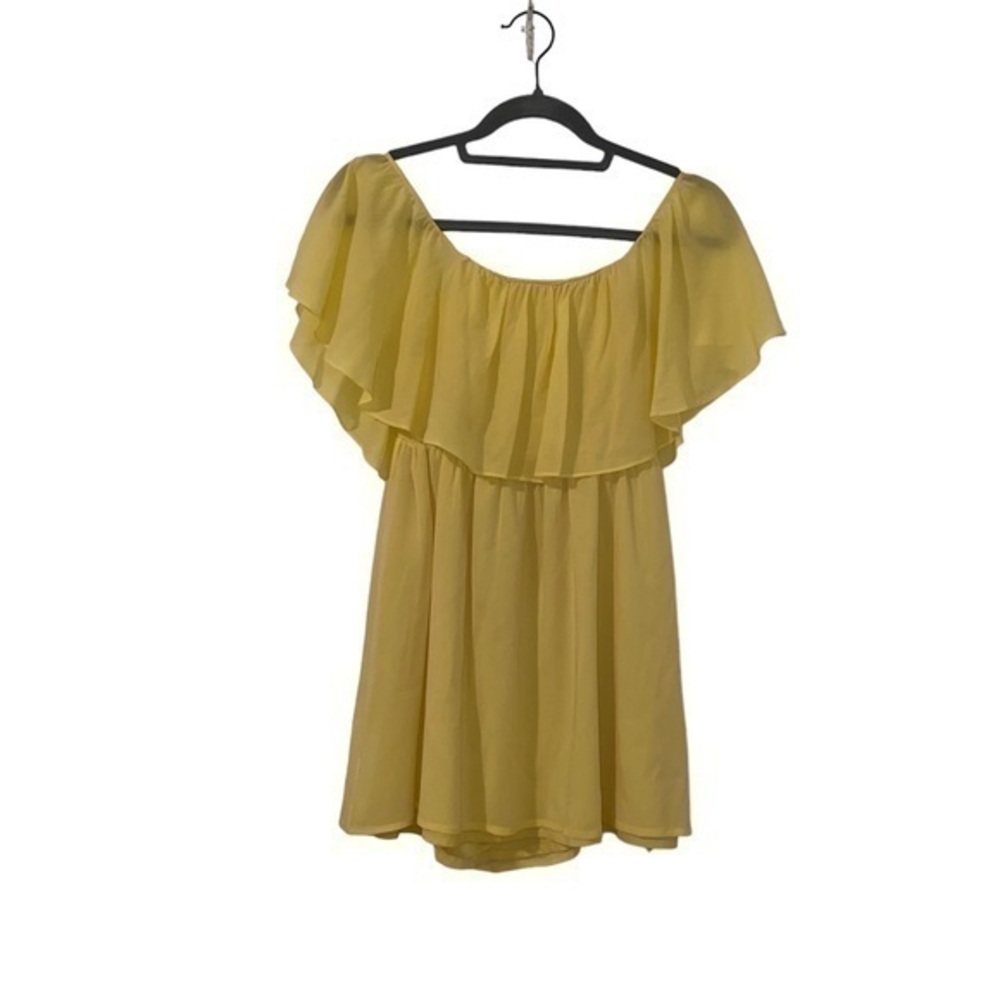Alice + Olivia yellow ruffle mini silk dress